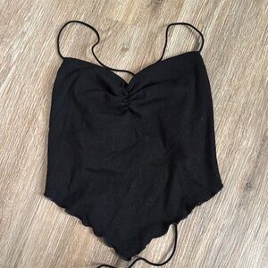 Black Backless Ruched Napkin Top
